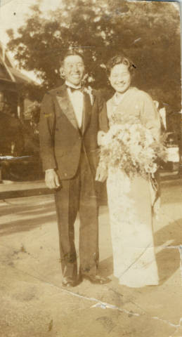 Wedding photo of George and Mildred Uyemura Nakano