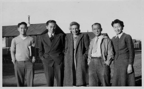 Group photo outside barracks at Tule Lake Relocation Center