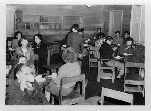 Students and faculty drinking tea