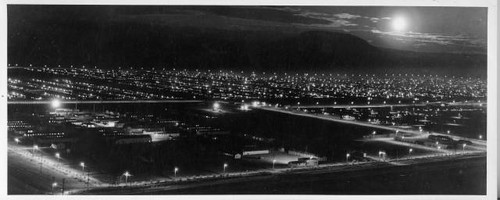 Aerial view of Tule Lake Relocation Center at night