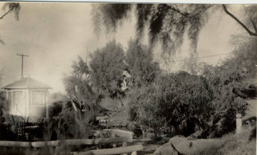 Japanese garden with gazebo on left at Poston Relocation Center