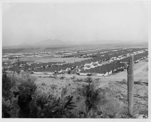 Aerial view of Gila River Relocation Center barracks