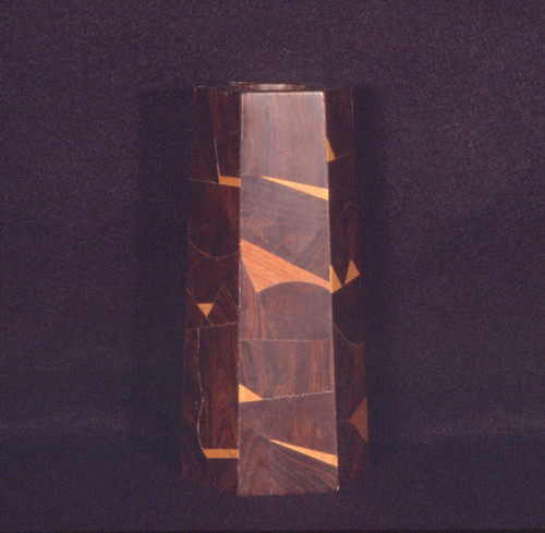 Six-sided wood vase