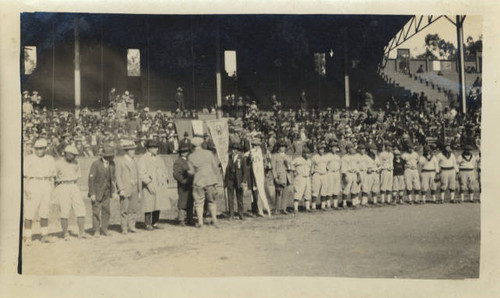 Baseball championship ceremony at Ewing Field, San Francisco