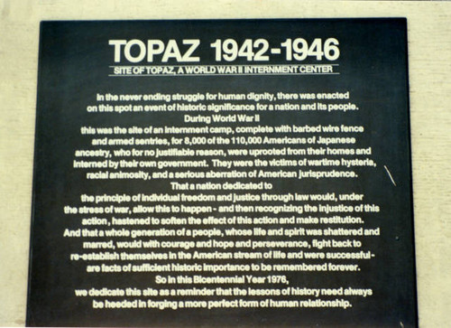 Topaz memorial information sign