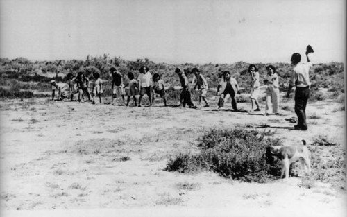 Women internees lined up to begin foot race