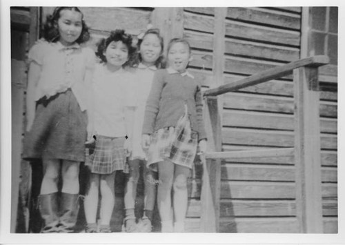 Four school girls at Heart Mountain Relocation Center