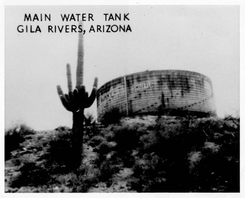 Main water tank at Gila Rivers [sic], Arizona