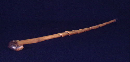 Twisted wood cane with natural curved handle