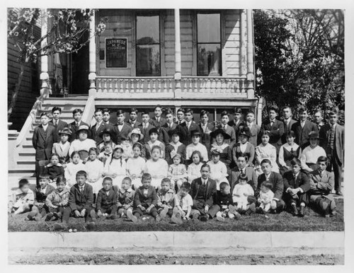 Group in front of Japanese Methodist Episcopal Church on Easter Sunday 1918