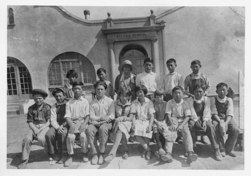 Students in front of Sierra Grammar School