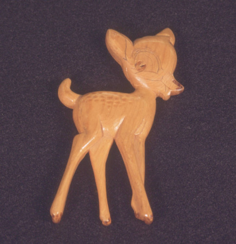 Baby deer wooden lapel pin