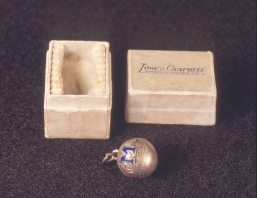 Silver engraved baseball charm in original box