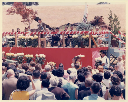 Presenter at the dedication ceremony for the site of the Wakamatsu Tea and Silk Farm Colony historical landmark plaque