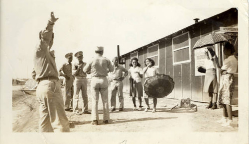 Japanese American USO girls welcoming Camp Shelby soldiers at Jerome Relocation Center