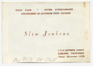 Slim Jenkins business card