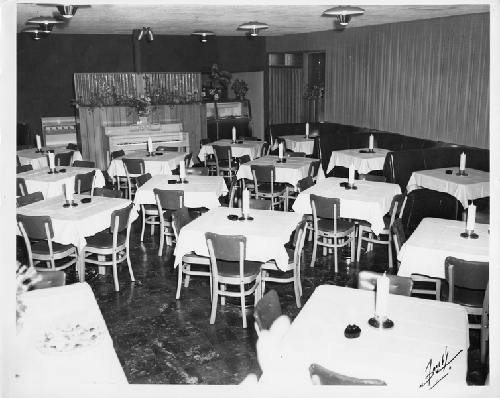 Stage and dining room inside Slim Jenkins Bar and Restaurant Oakland, California