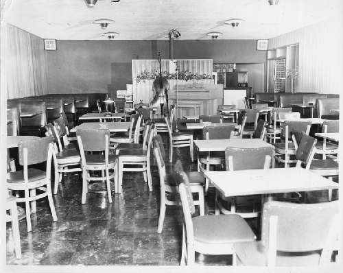 Stage and dining room inside Slim Jenkins Bar and Restaurant Oakland, California