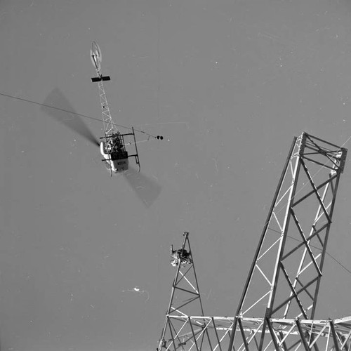 Wire stringing by helicopter near Printwater Reservoir