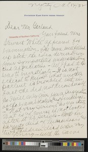 Fenton Benedict Turck, letter, 1932-10-14, to Hamlin Garland