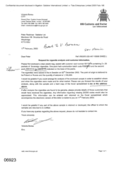 [Letter from Victoria Bonsu to Peter Redshaw regarding request for cigarette analysis and customer information]