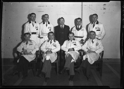 Group photograph of employees of Don Lee Oldsmobile dealership
