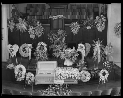 Aerial view of church interior at G.C. Coleman funeral service