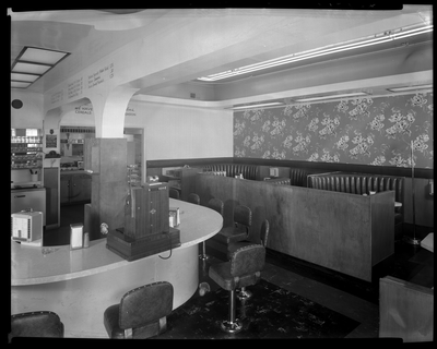 Counter and booths inside Slim Jenkins restaurant