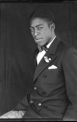 Portrait of a young man in bow tie and suit