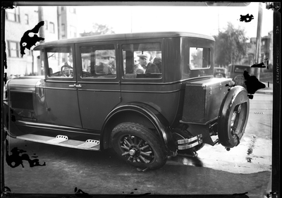 Automobile in street after accident