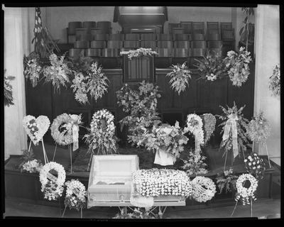 Aerial view of church interior at G.C. Coleman funeral service