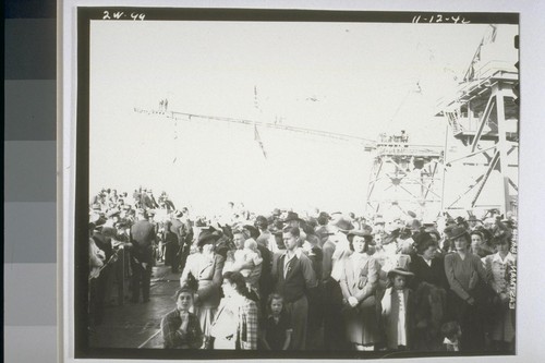 "Fare Thee Well", workers after launching. November 12, 1942