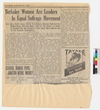 "Berkeley Women are Leaders in Equal Suffrage Movement" (newspaper clipping)