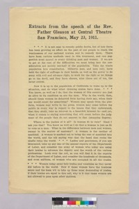 Extracts from the speech of Rev. Father Gleason at Central Theatre, San Francisco, May 23, 1911 (cover)