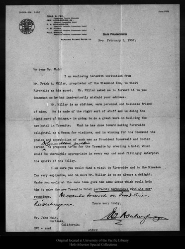 Letter from Ja[me]s Horsburgh, Jr. to John Muir, 1907 Feb 5