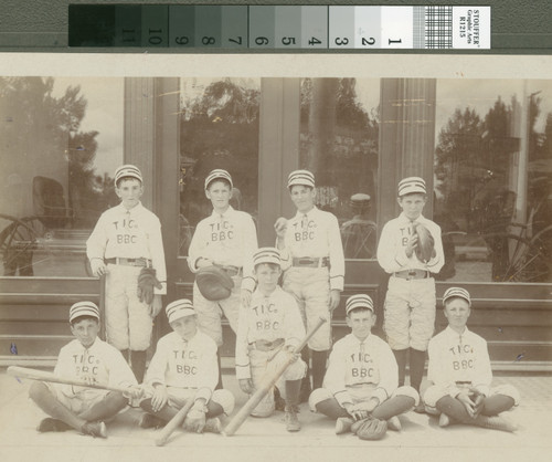 Baseball team, in front of Austin Foster Stoner's carriage store