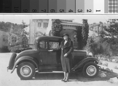 Mrs. Burd, with automobile, at Hotel Lebec