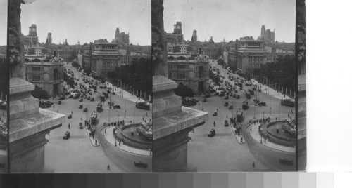 Calle de Alcala Madrid. Showing Bank of Spain and Cibeles fountain