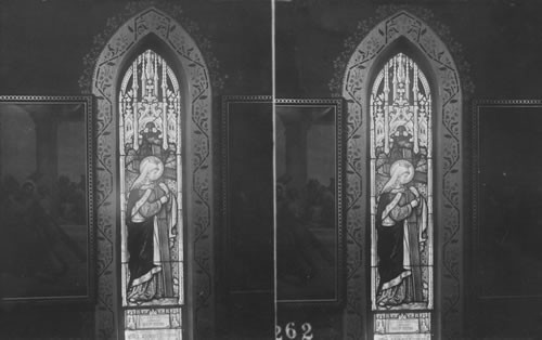 Stained glass windows in "little church around the corner." N.Y. City