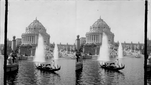 The Crystal Fountain and festival Hall, La. Pur. Expo. St. Louis World's Fair, Missouri