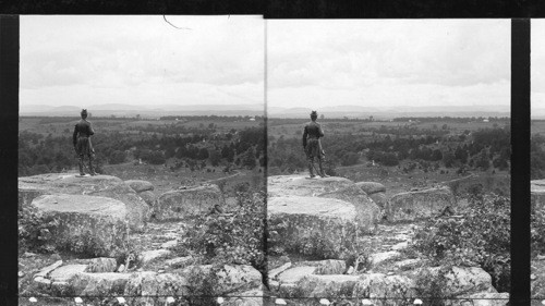 The Devil's Den and Valley of Death from Little Round Top, Gettysburg, Pa