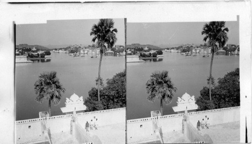 From Island Palace - Udaipur. over lake Bordered with Palaces and Temples India