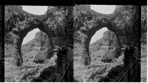 Marvelous natural bridge 200 ft high from Tourists Walk, Rummel Gorge, Constantine, Algeria