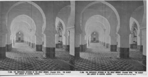 Inscribed in recto: 17,505. The Impressive Interior of the Great Mosque, (Founded 1018). The Oldest And Largest in Algiers, Algeria