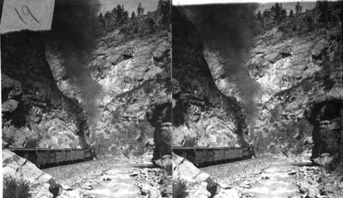 Inspiration Point showing the wonderful formations of Clear Creek Canyon, Colo. Destroyed by Brigandi 10/29/86 RM]