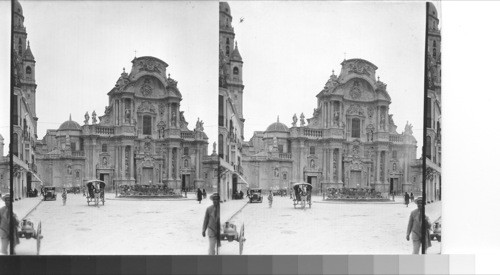 Plaza del cardenal belluga. the cathedral facade (baroque). Murcia. Spain