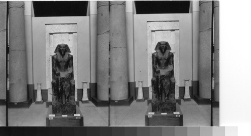 The diorite statue of King Khafre, builder of the second Pyramid of Gizeh. Egypt