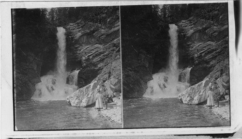 Glacier National Park. Montana. Sparkling Waters of Trick Falls on Way to the Mississippi