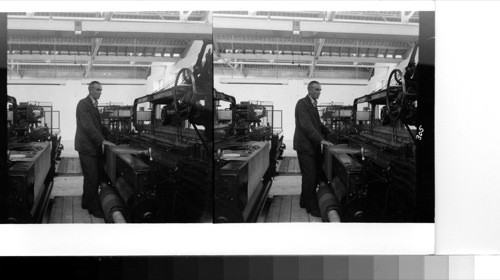 Athlone: male operator at a loom weaving Irish tweed