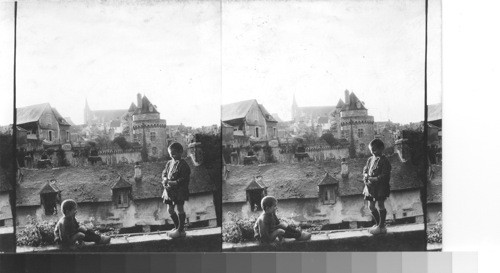 The walls around the chateau, wash house in the foreground, Vannes, France